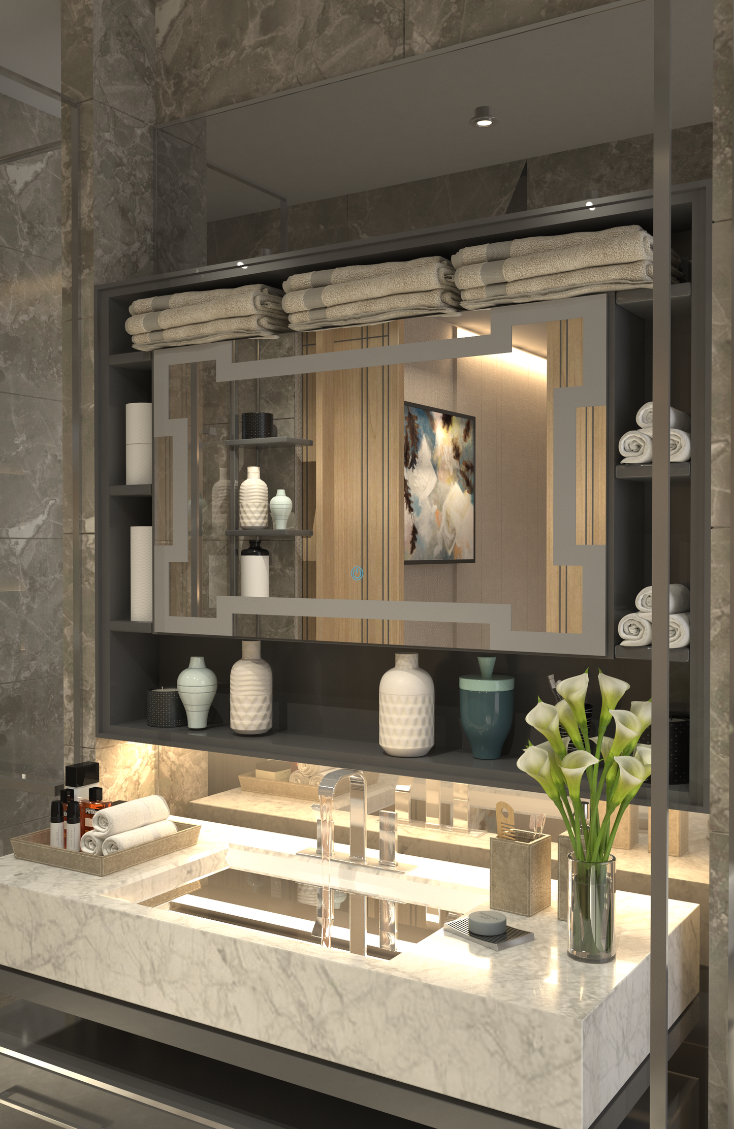 Meander Işıltısı Royal Line Lüks Minimalist Özel Tasarım Ayna