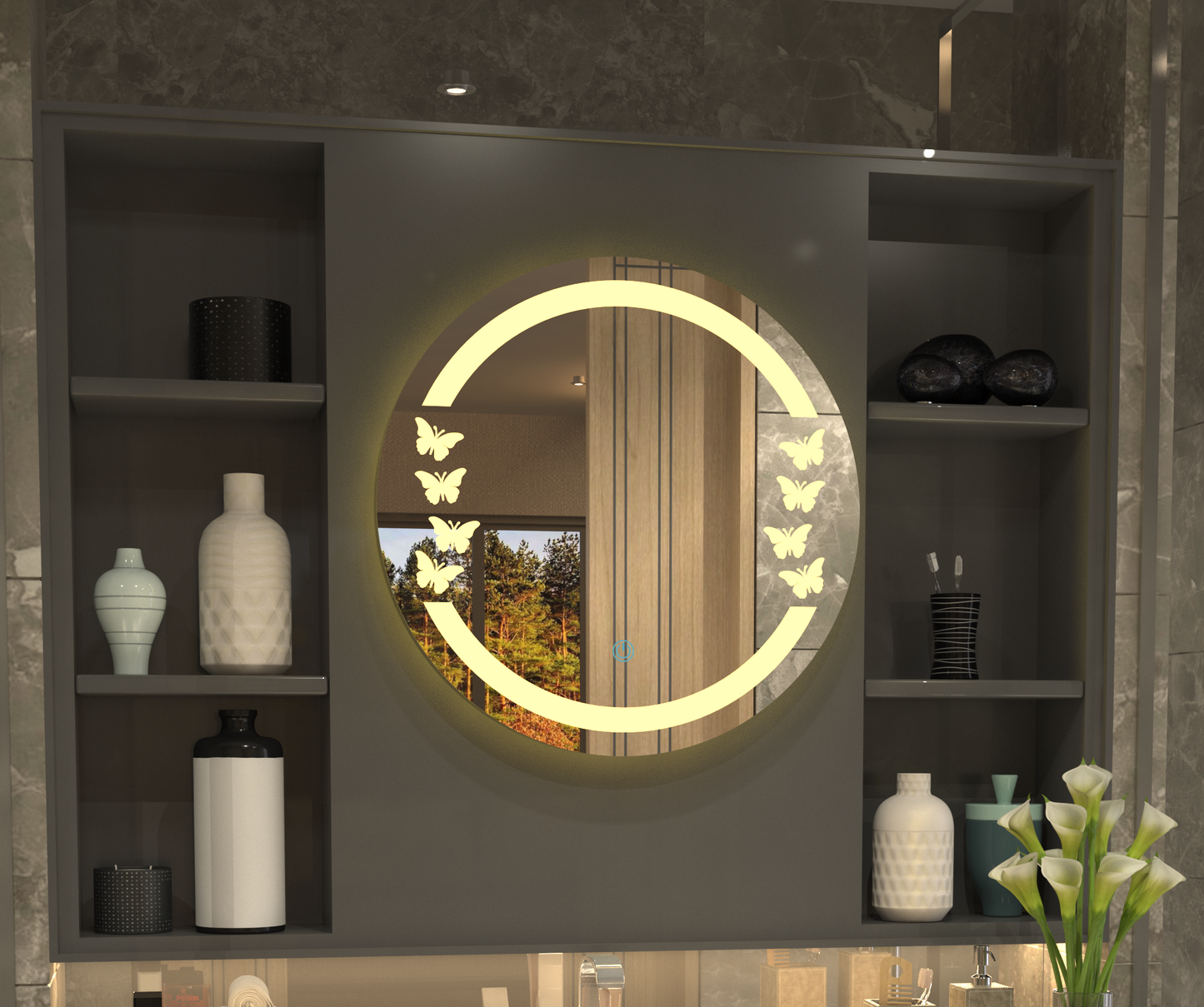 Kelebek Desen Butterfly Minimalist Özel Tasarım Ayna