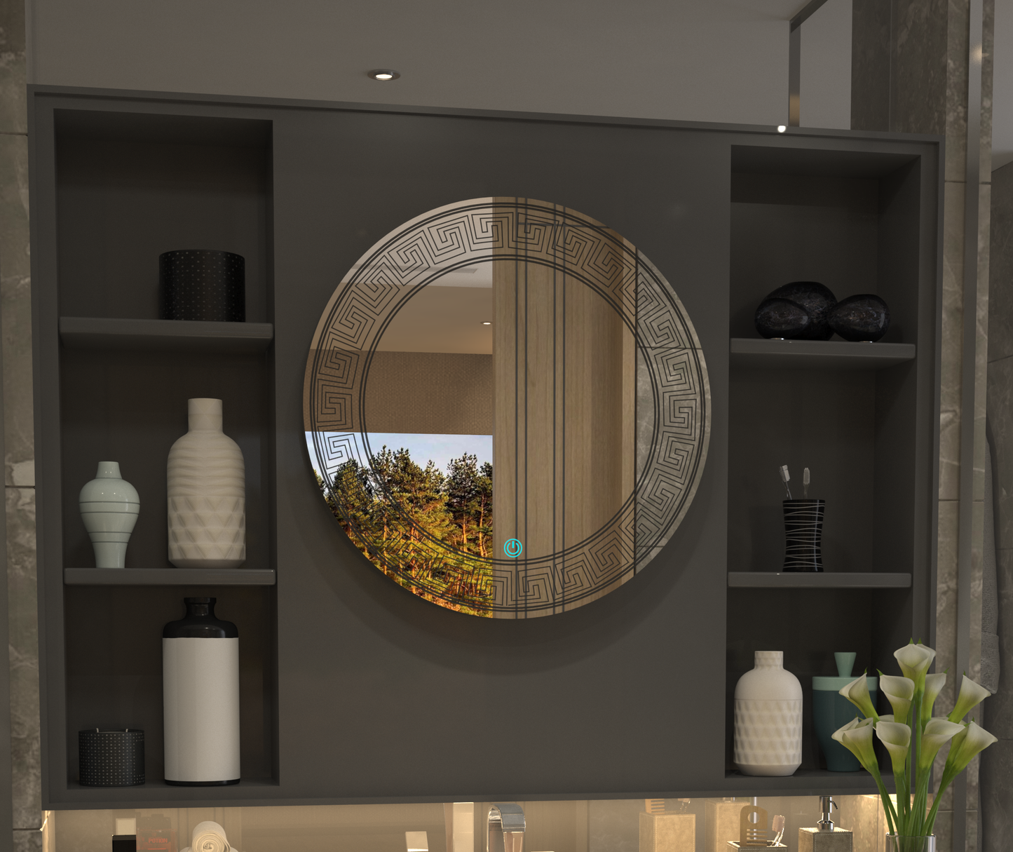 Versace Işıltısı: Lüks Desenli Minimalist Özel Tasarım Ayna