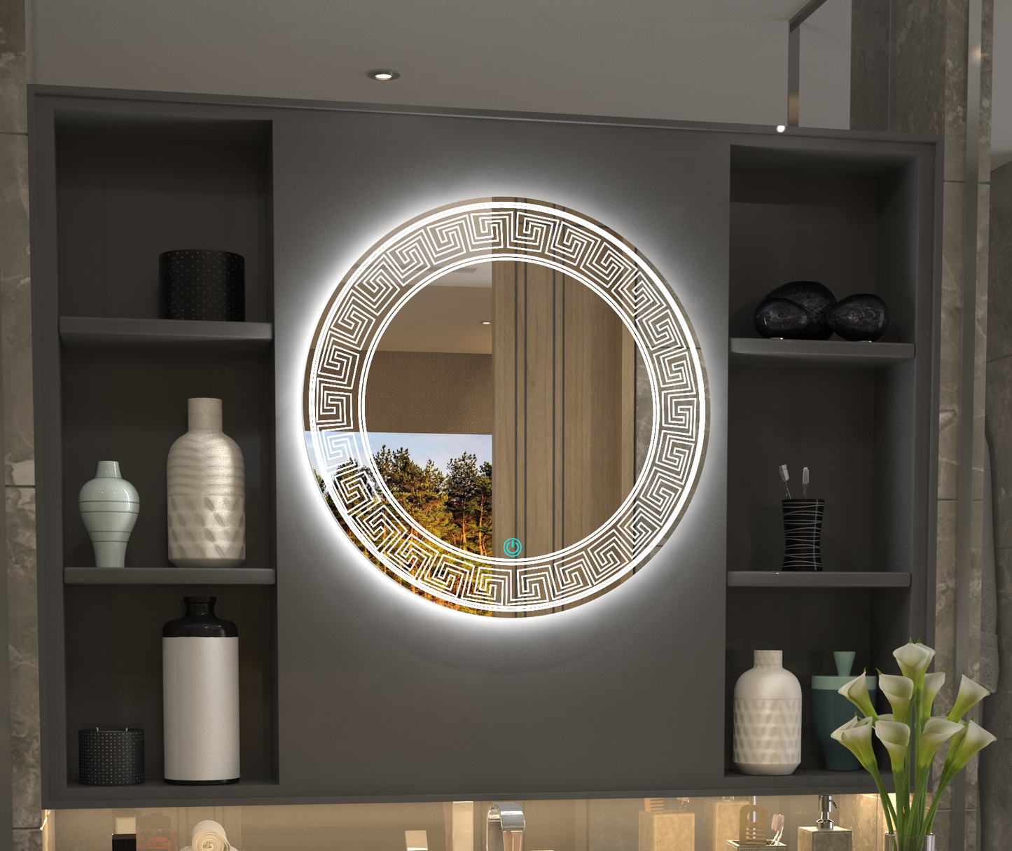 Versace Işıltısı: Lüks Desenli Minimalist Özel Tasarım Ayna