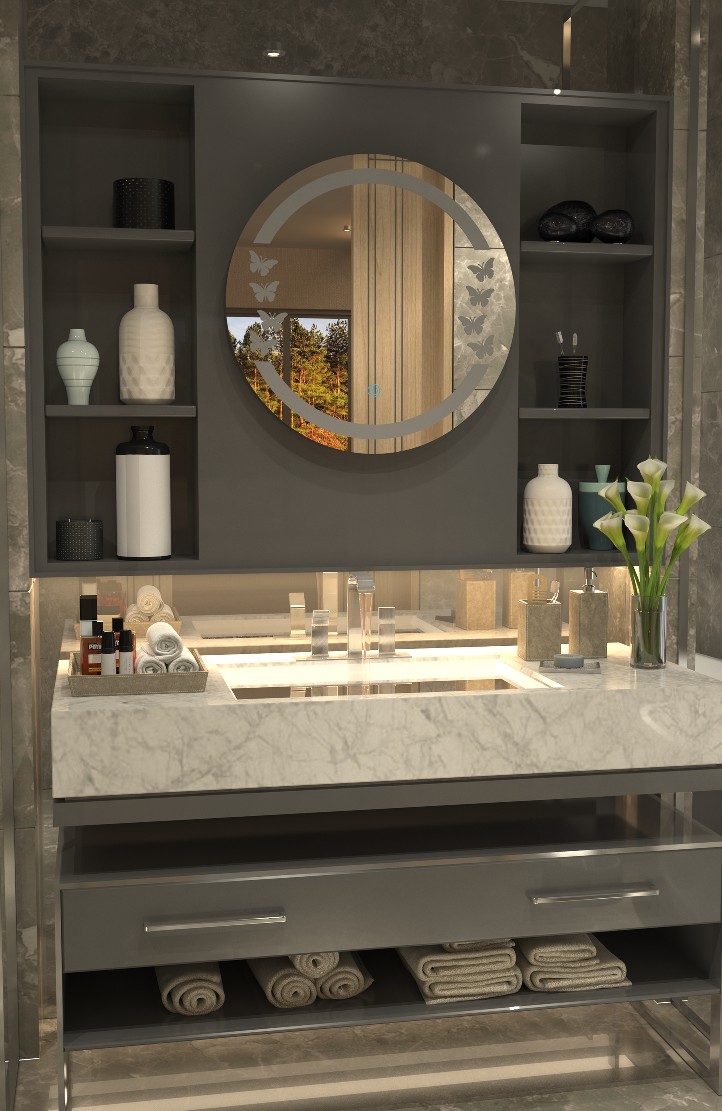 Kelebek Desen Butterfly Minimalist Özel Tasarım Ayna