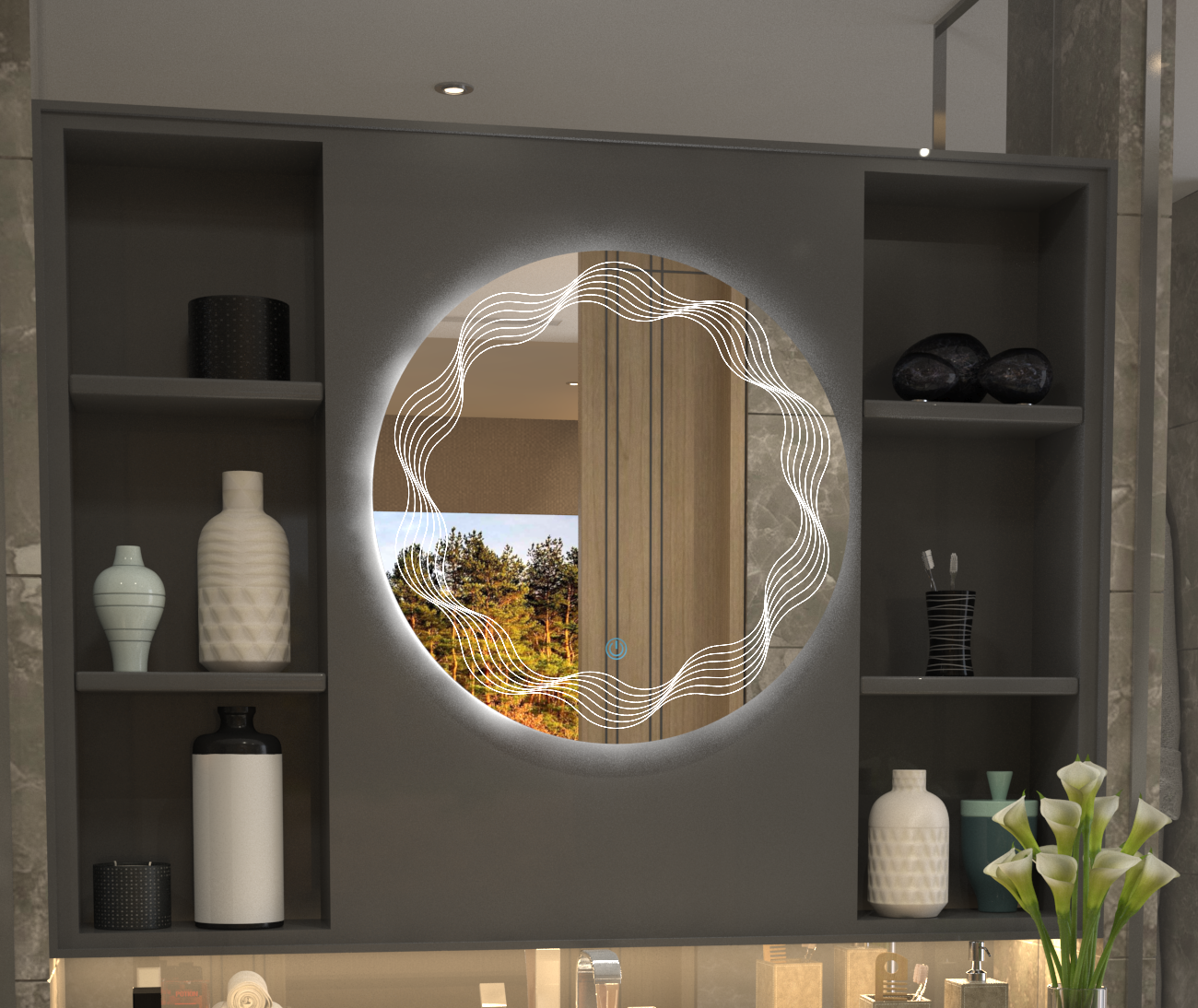 Çizgi Desenli Minimalist Özel Tasarım Ayna