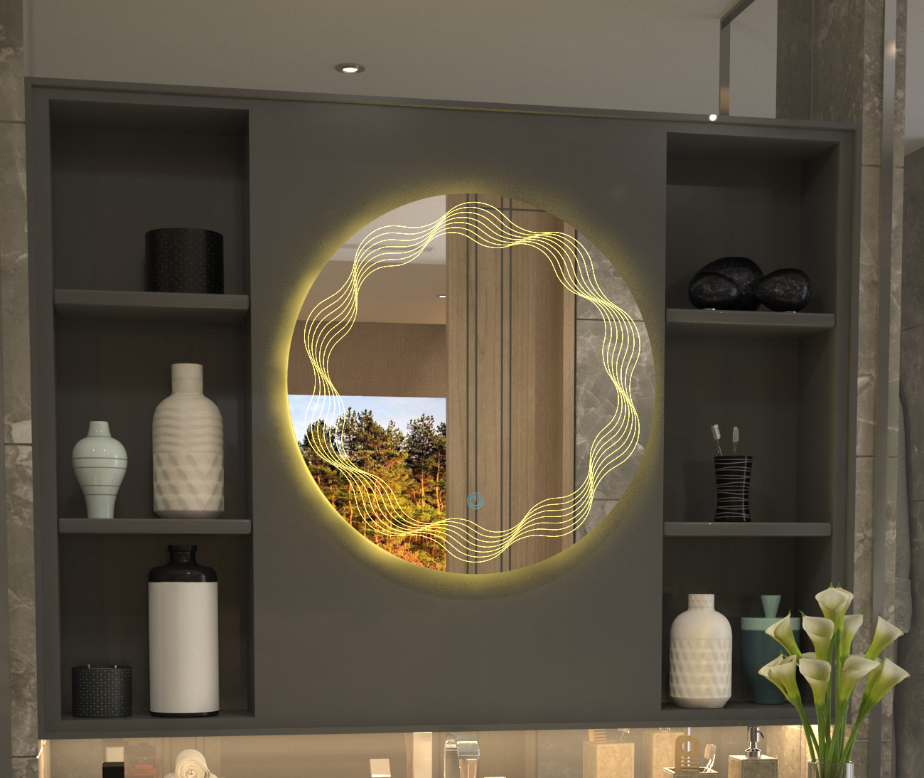 Çizgi Desenli Minimalist Özel Tasarım Ayna