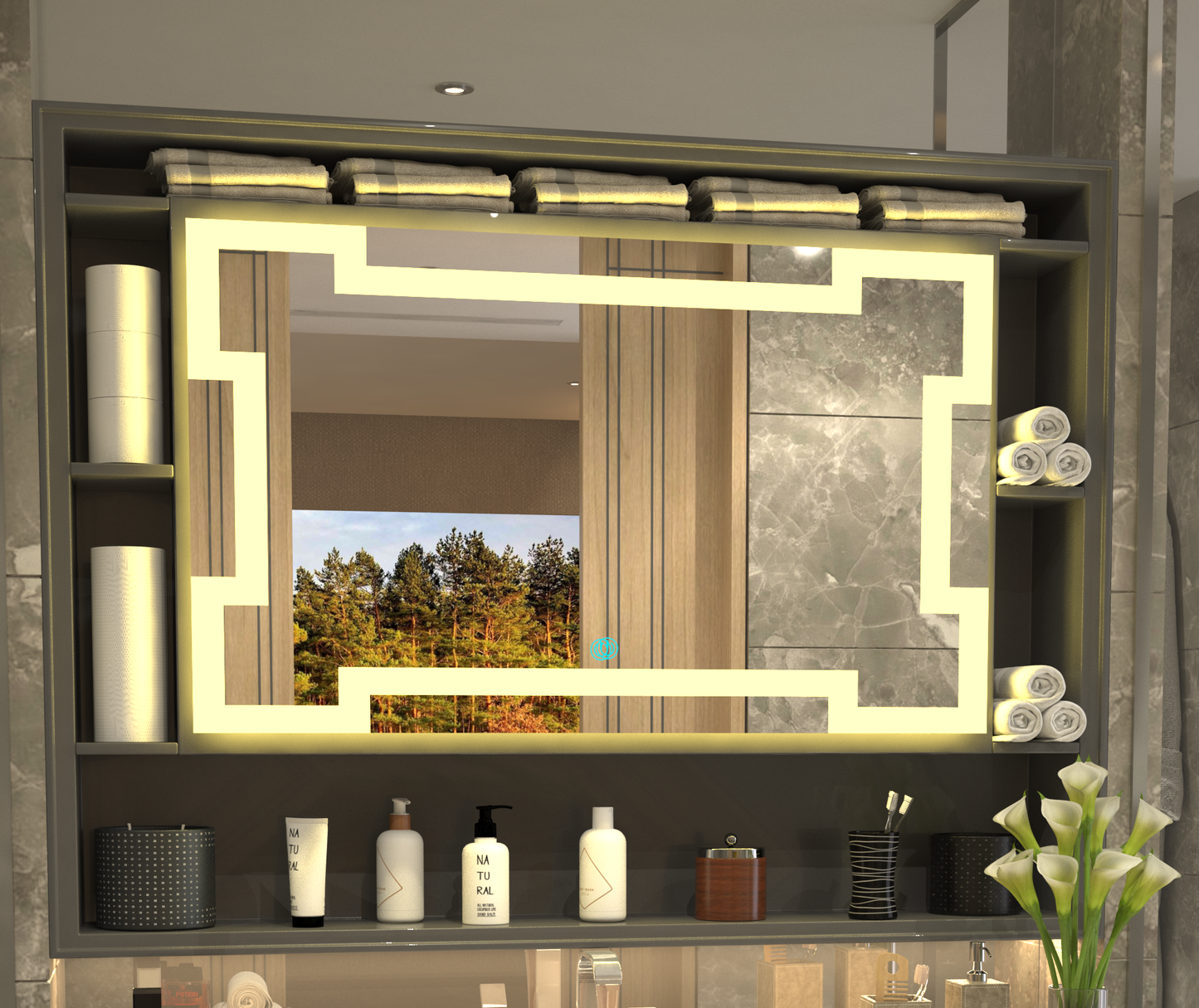 Meander Işıltısı Royal Line Lüks Minimalist Özel Tasarım Ayna