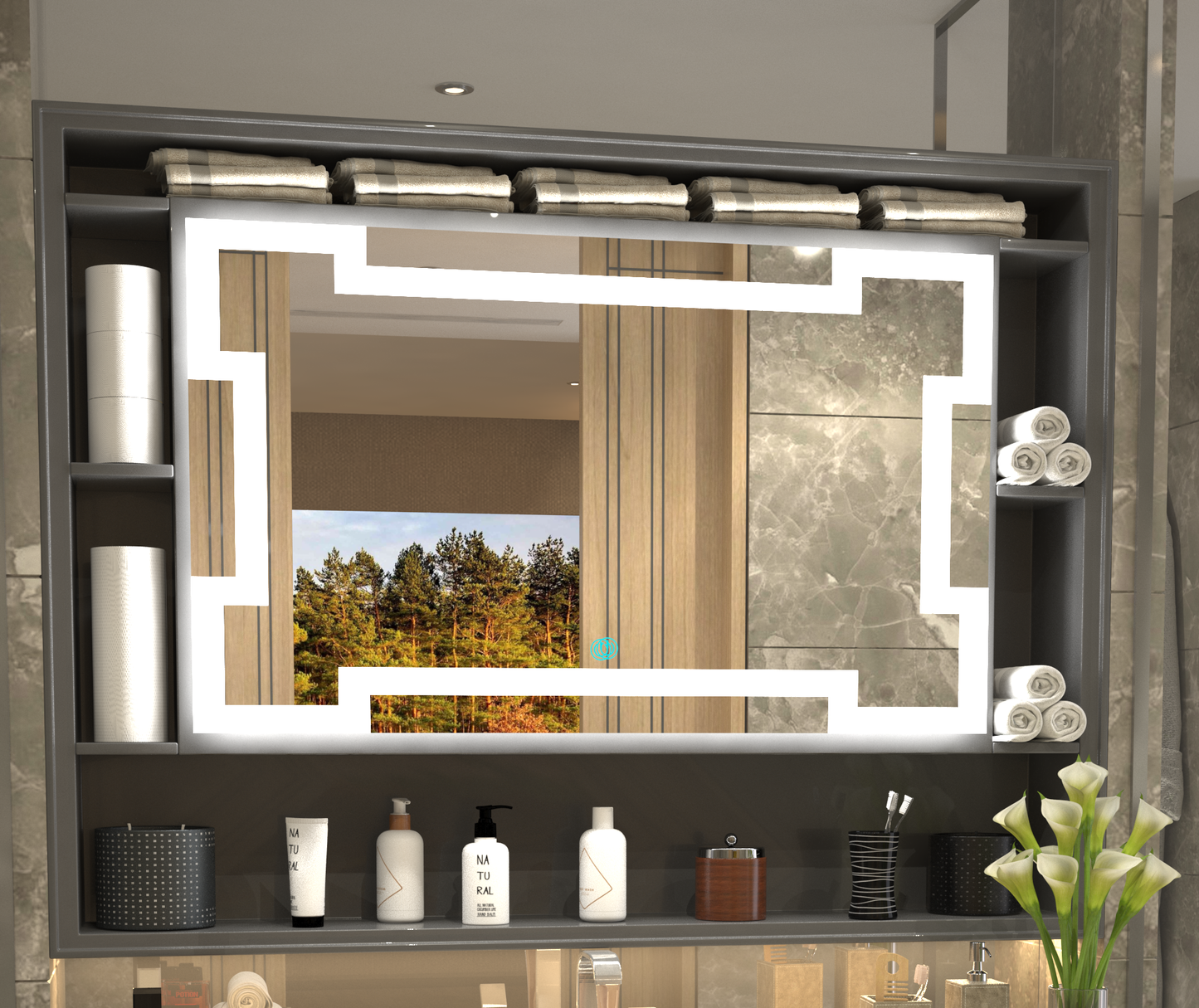 Meander Işıltısı Royal Line Lüks Minimalist Özel Tasarım Ayna