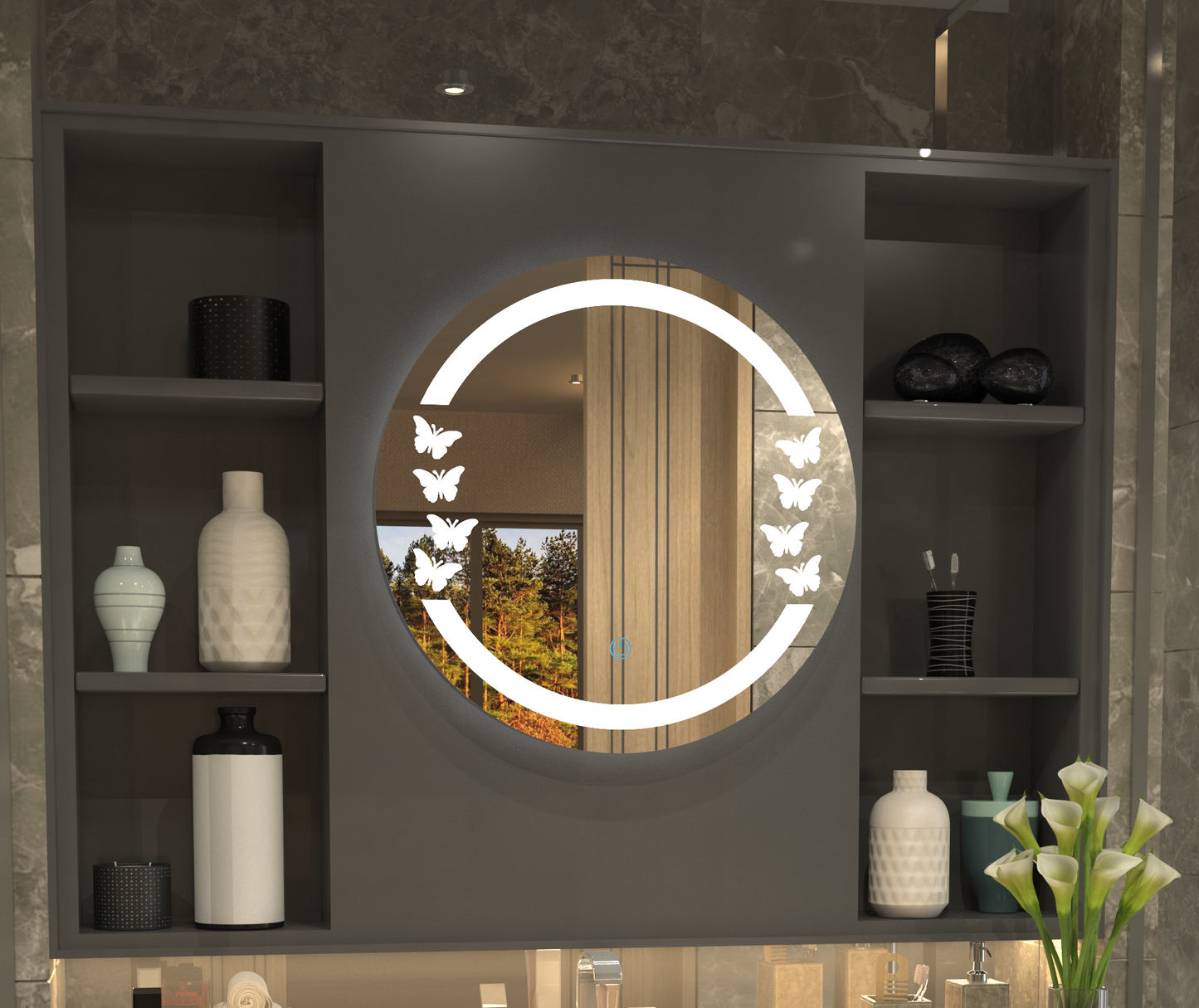 Kelebek Desen Butterfly Minimalist Özel Tasarım Ayna