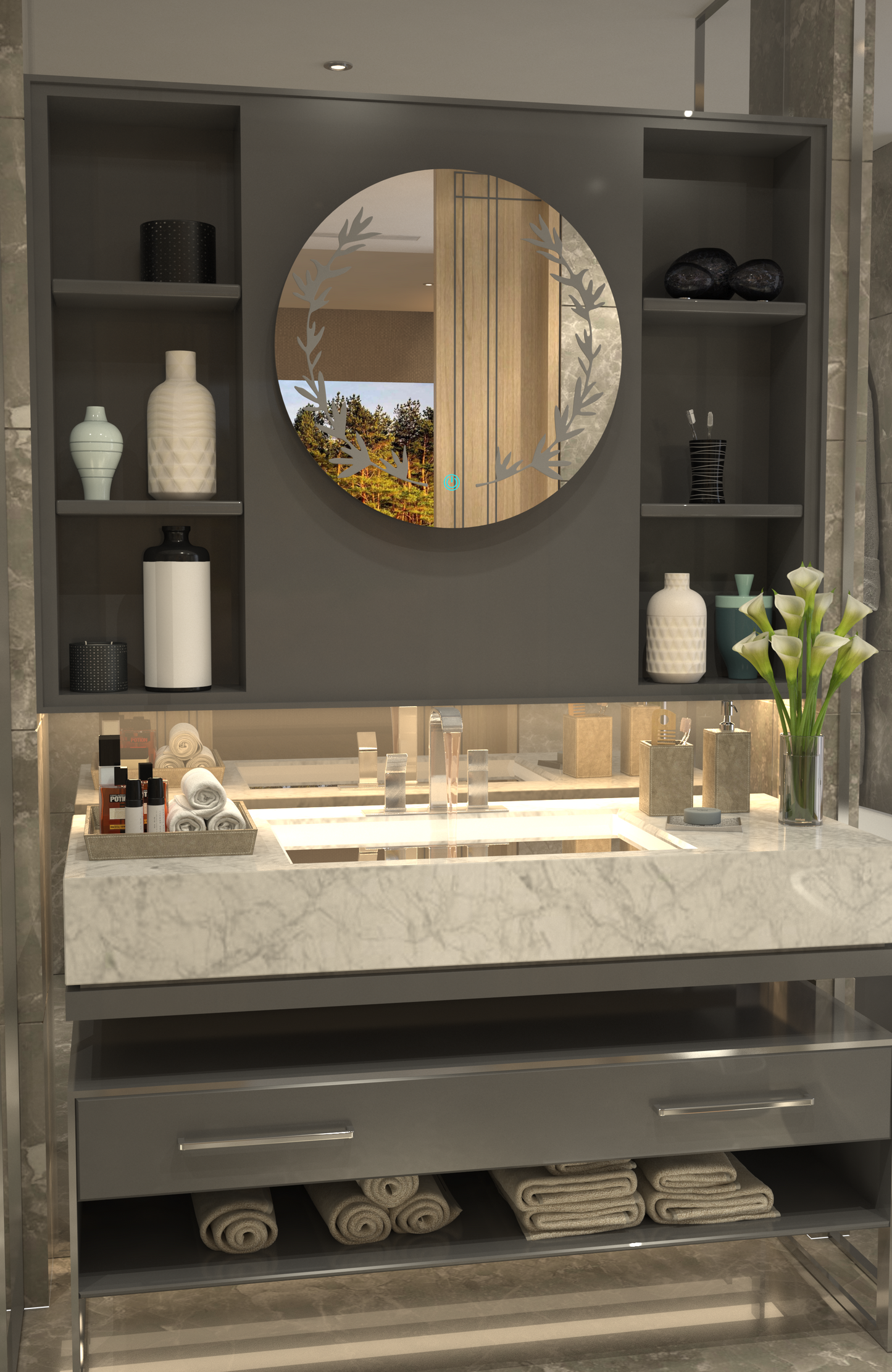 Sonbahar Esintisi: Lüks Desenli Minimalist Özel Tasarım Ayna