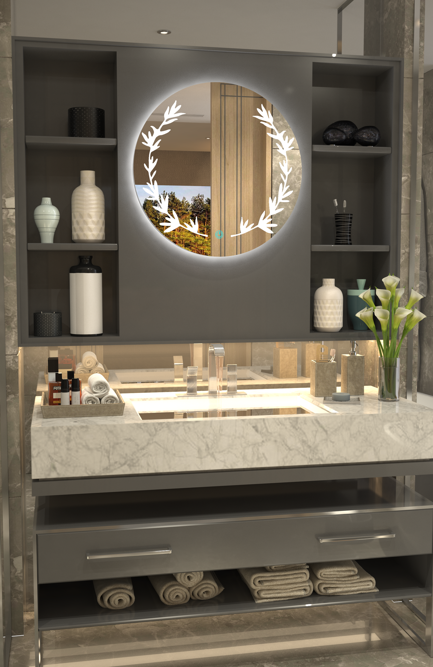 Sonbahar Esintisi: Lüks Desenli Minimalist Özel Tasarım Ayna