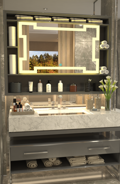 Meander Işıltısı Royal Line Lüks Minimalist Özel Tasarım Ayna