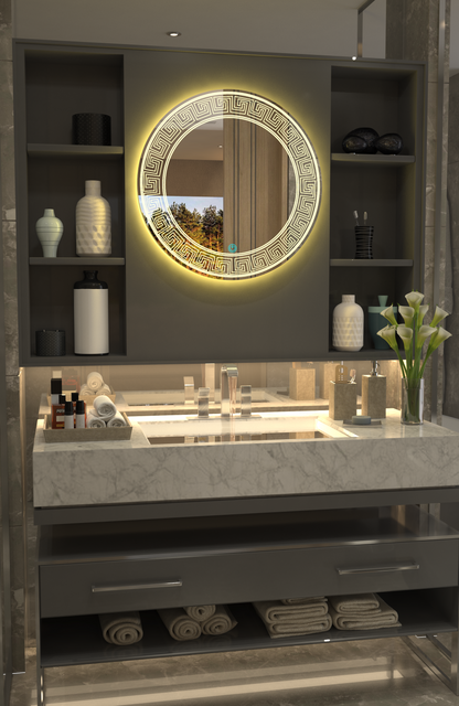 Versace Işıltısı: Lüks Desenli Minimalist Özel Tasarım Ayna