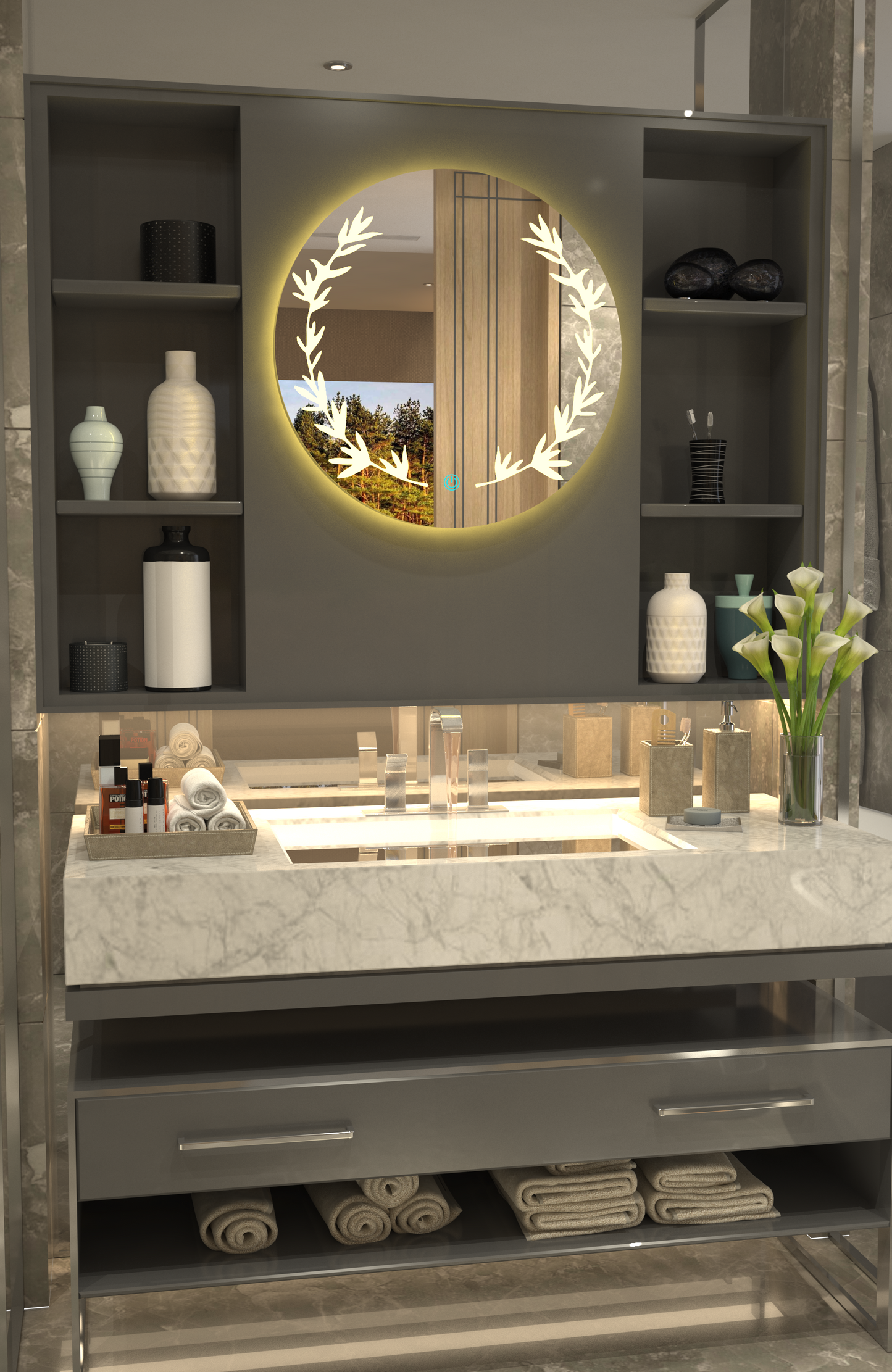 Sonbahar Esintisi: Lüks Desenli Minimalist Özel Tasarım Ayna